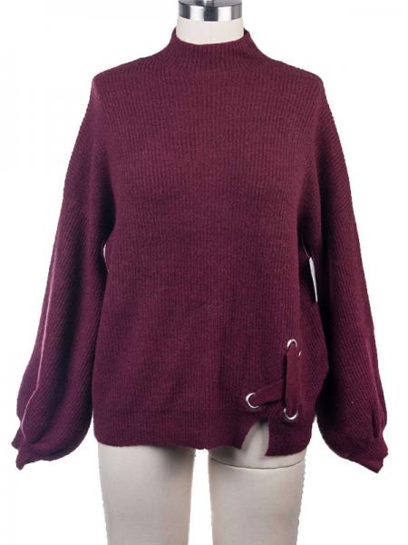 LADIES' EYELET CROSS TAPE PULLOVER