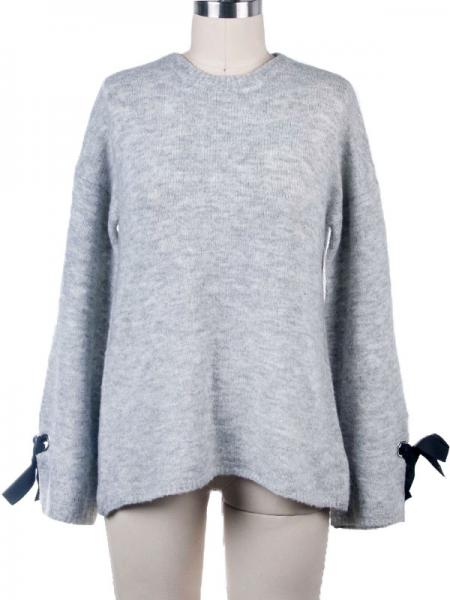 LADIES' EYELET TAPE BOW KNOT PULLOVER