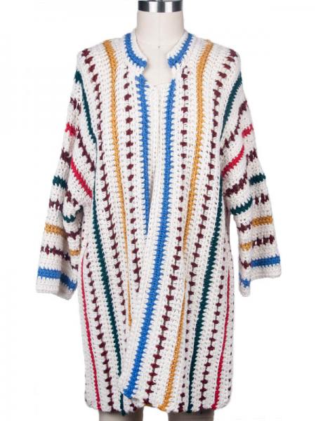 LADIES' HAND CROCHET RAINBOW CARDIGAN