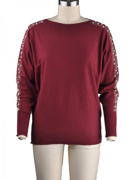 LADIES' IRON BEADS BAT PULLOVER