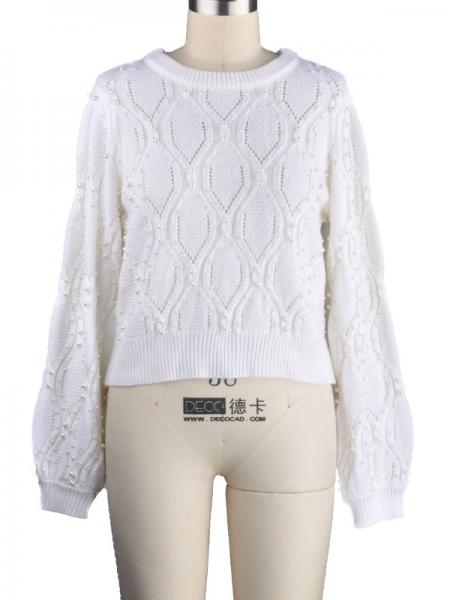 LADIES' JACQUARD BEADS PULLOVER