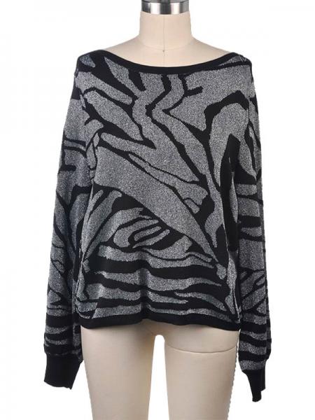 LADIES' LUREX JACQUARD PULLOVER