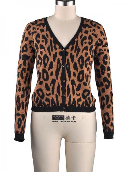 LADIES' LUREX LEOPARD CARDIGAN