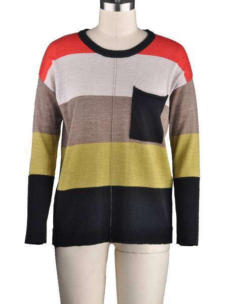 LADIES' MERINO WOOL STRIPE PULLOVER