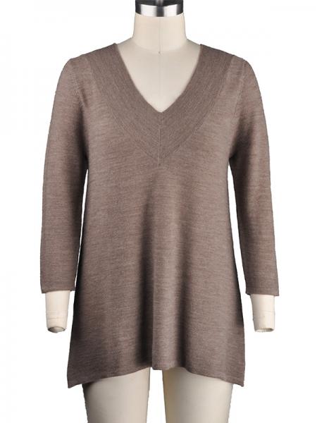 LADIES' MERINO WOOL V-NECK DRESS