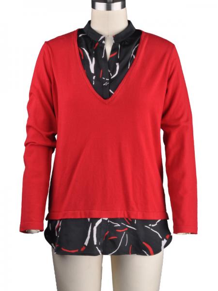 LADIES'  SHIRTS NECK PULLOVER