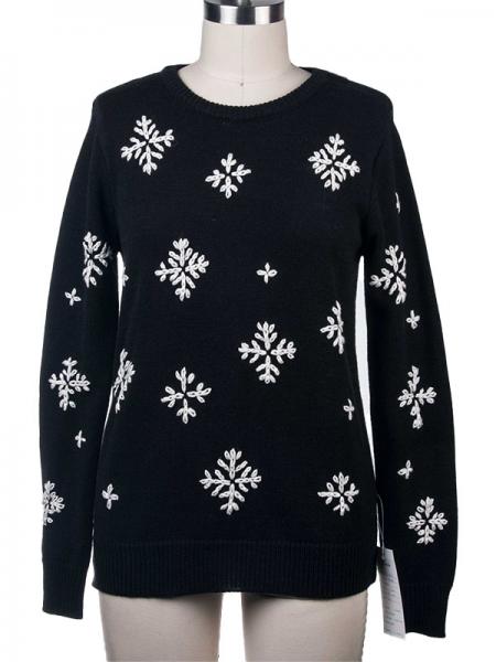 LADIES' SNOW EMBROIDERY PULLOVER