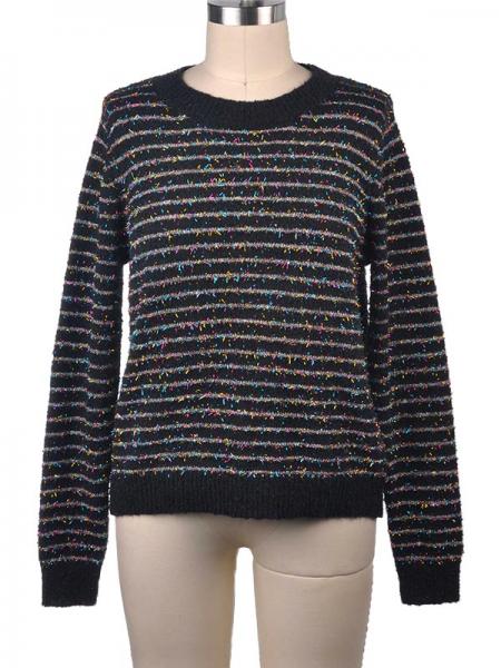 LADIES' STRIPE COLORFUL PULLOVER